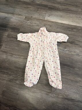 Sesame Beginnings Baby Girls Floral Footed One-Piece Pajamas - Pink/White